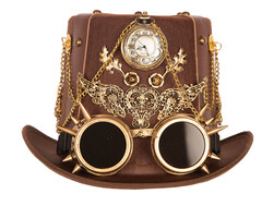 Partyline Chapeau de luxe Steampunk avec l'horloge | Chapeau de luxe rétro futuriste