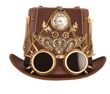 Partyline Chapeau de luxe Steampunk avec l'horloge | Chapeau de luxe rétro futuriste