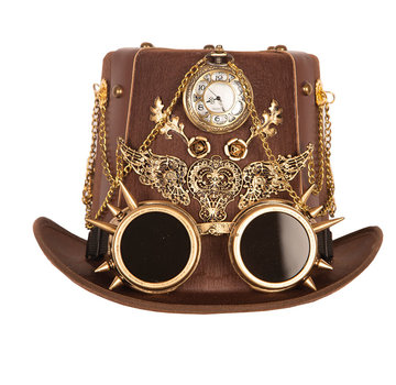 Partyline Chapeau de luxe Steampunk avec l'horloge | Chapeau de luxe rétro futuriste