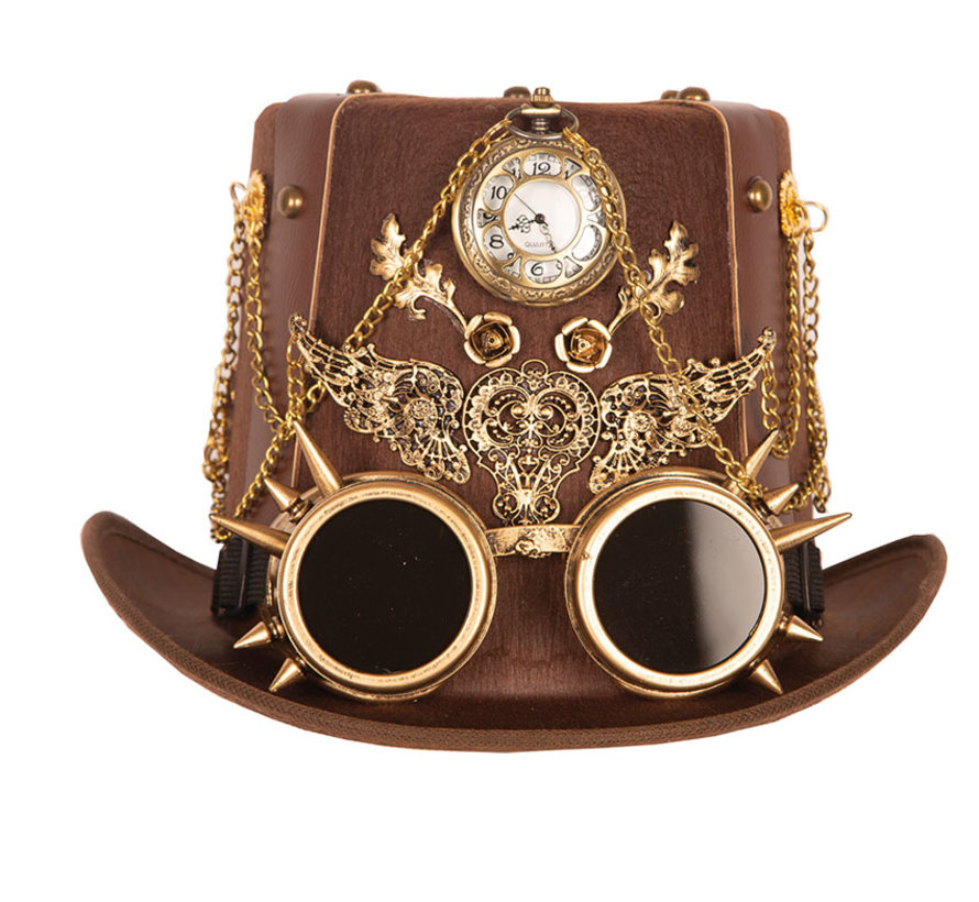 Steampunk Luxe Hoed met klok|  Hoed retro futuristisch