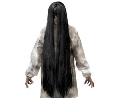 Widmann Black Evil pruik | Extra lange pruik 100 cm | Horror pruik