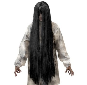 Widmann Black Evil wig | Extra long wig 100 cm | Horror wig