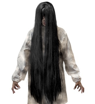 Widmann Black Evil wig | Extra long wig 100 cm | Horror wig