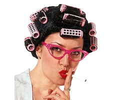 Widmann Desperate housewife wig | Wig with Curlers | Black Wig