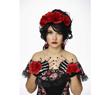 Partyline Day of the Dead accessories dress up set | Diadem, gloves, earrings