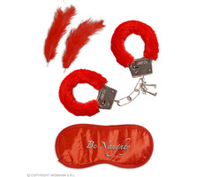 Widmann Set for lovers | fur handcuffs, headband, 2 feathers
