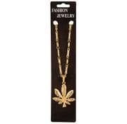 Partyline Fashion goudkleurige luxe ketting met wietblad - Ketting met Marihuana/Cannabis symbool