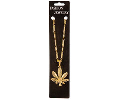 Partyline Fashion gold-colored luxury necklace with cannabis leaf - Necklace with Marihuana / Cannabis symbol