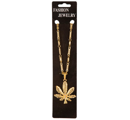 Partyline Fashion gold-colored luxury necklace with cannabis leaf - Necklace with Marihuana / Cannabis symbol