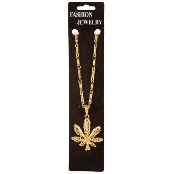 Partyline Fashion gold-colored luxury necklace with cannabis leaf - Necklace with Marihuana / Cannabis symbol
