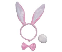Partyline Ensemble lapin rose - Ensemble 3 pièces | diadème ,Queue et arc