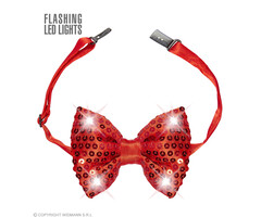 Widmann Red Sequin Bow Tie with 4 flashing Led Lights - Bow tie is adjustable