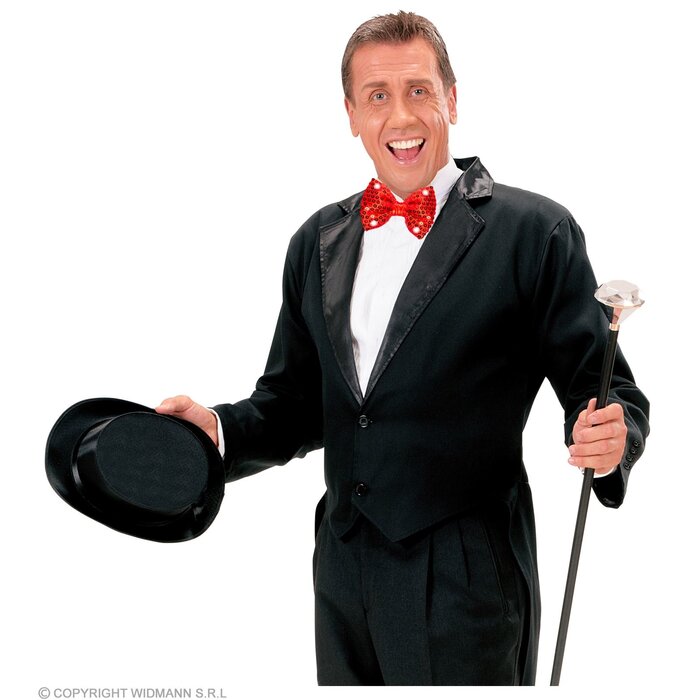 Widmann Nœud papillon pailleté rouge avec 4 lumières LED clignotantes - Le nœud est réglable