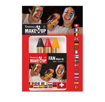 Partyline Marqueurs de peinture pour le visage noir-jaune-rouge | supporters Belgique ou Allemagne