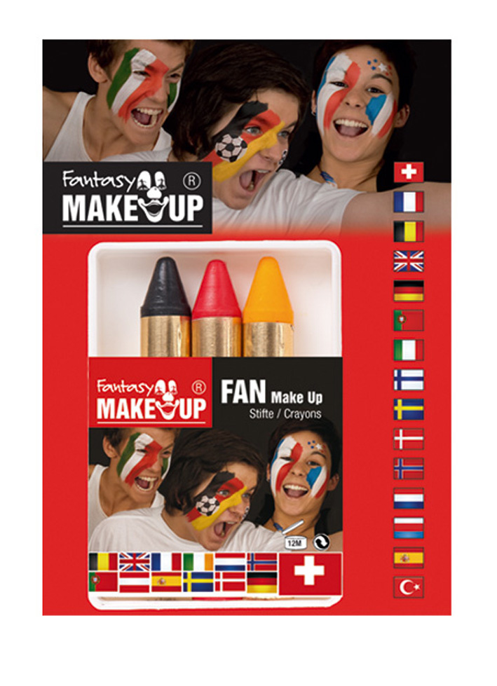 Partyline Marqueurs de peinture pour le visage noir-jaune-rouge | supporters Belgique ou Allemagne