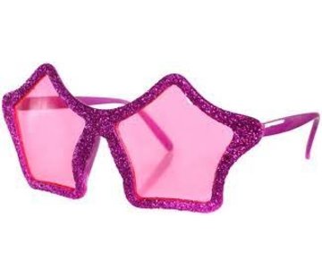 Partyline Disco glitter glasses star-shaped pink for adults