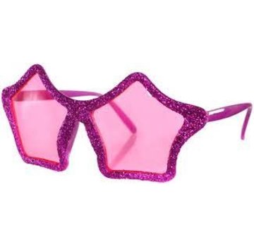 Partyline Disco glitter glasses star-shaped pink for adults