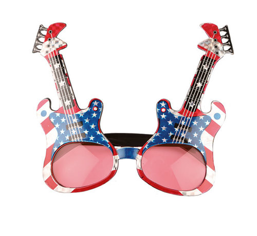Partyline Amerikaanse rockgitaar bril voor volwassenen