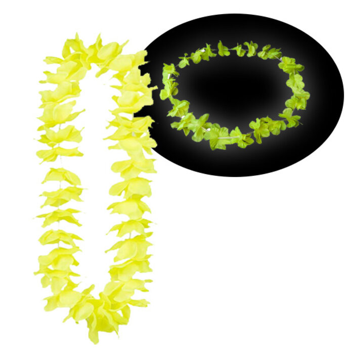 Breaklight.be Neon gele Hawaii kransen 12 stuks - Neon Hawaii halskettingen