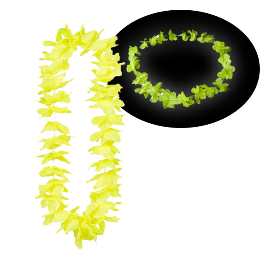 Neon Yellow Hawaii Leis 12 Pieces - Neon Hawaii Garlands