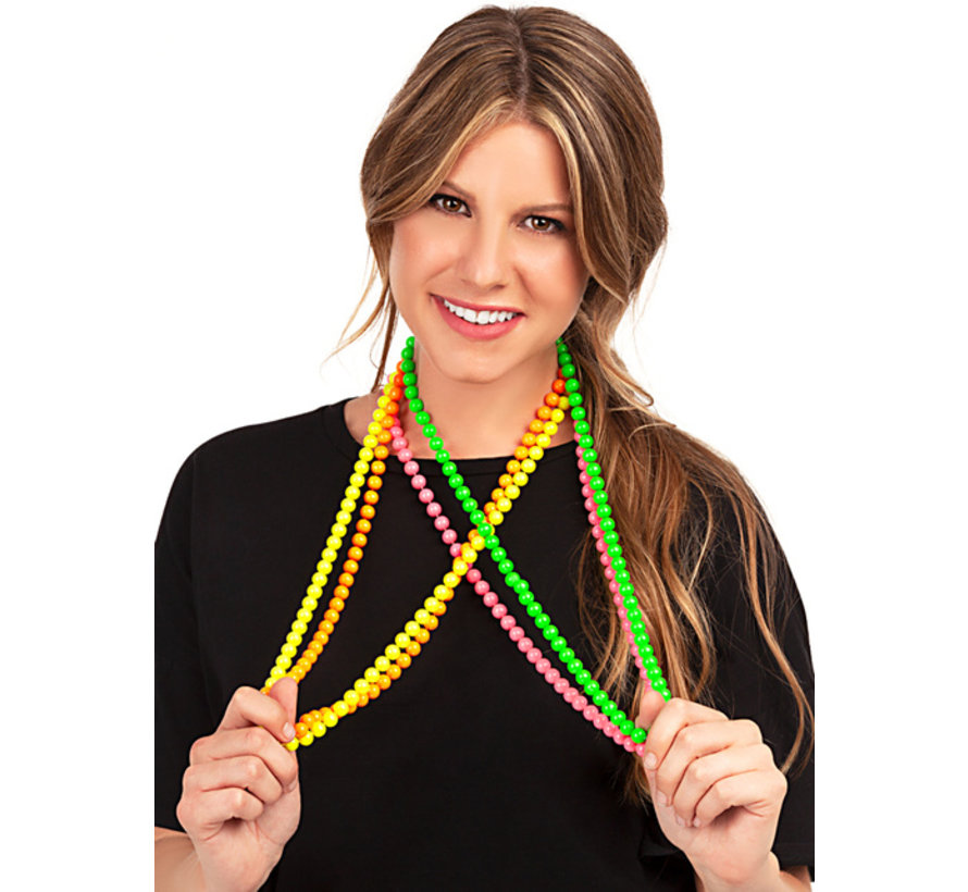 Colliers perles fluo adulte - lot de 4 colliers aux couleurs néon