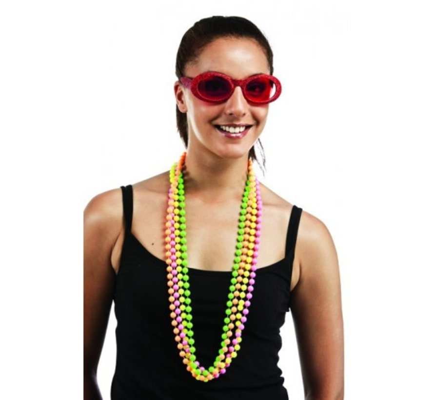 Bead necklace neon for adultes- set of 4 necklaces in neon colors