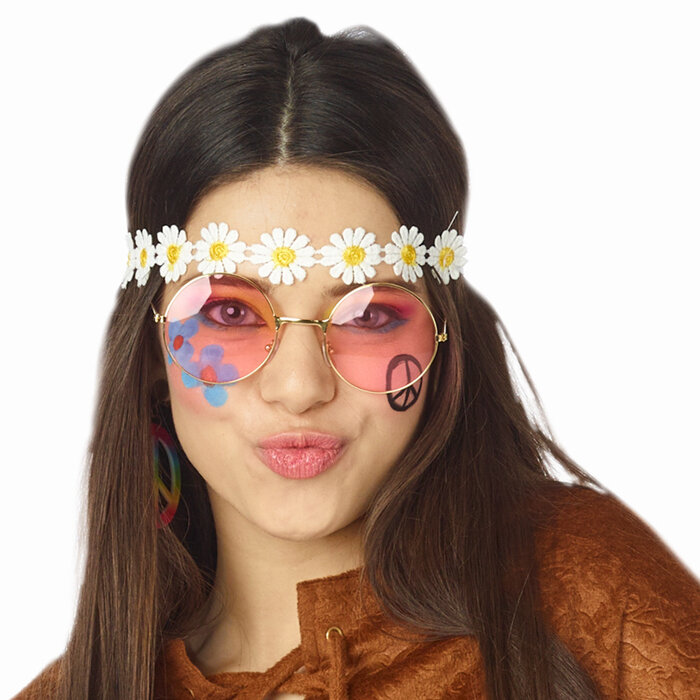 Partyline Hippie flower headband for adults - Ideal for festivals and Flower Power themed parties.
