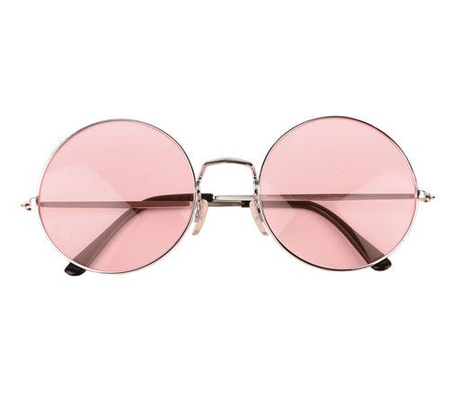 Partyline Lunettes XL rose rondes de hippie adulte- Idéal pour les festivals et les soirées à thème Flower Power