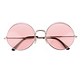 Hippie pink round XL glasses for adults - Ideal for festivals and Flower Power themed parties