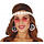 Hippie accessoire set voor vrouwen bestaande uit een oorbellen, een bril en een hoofband.