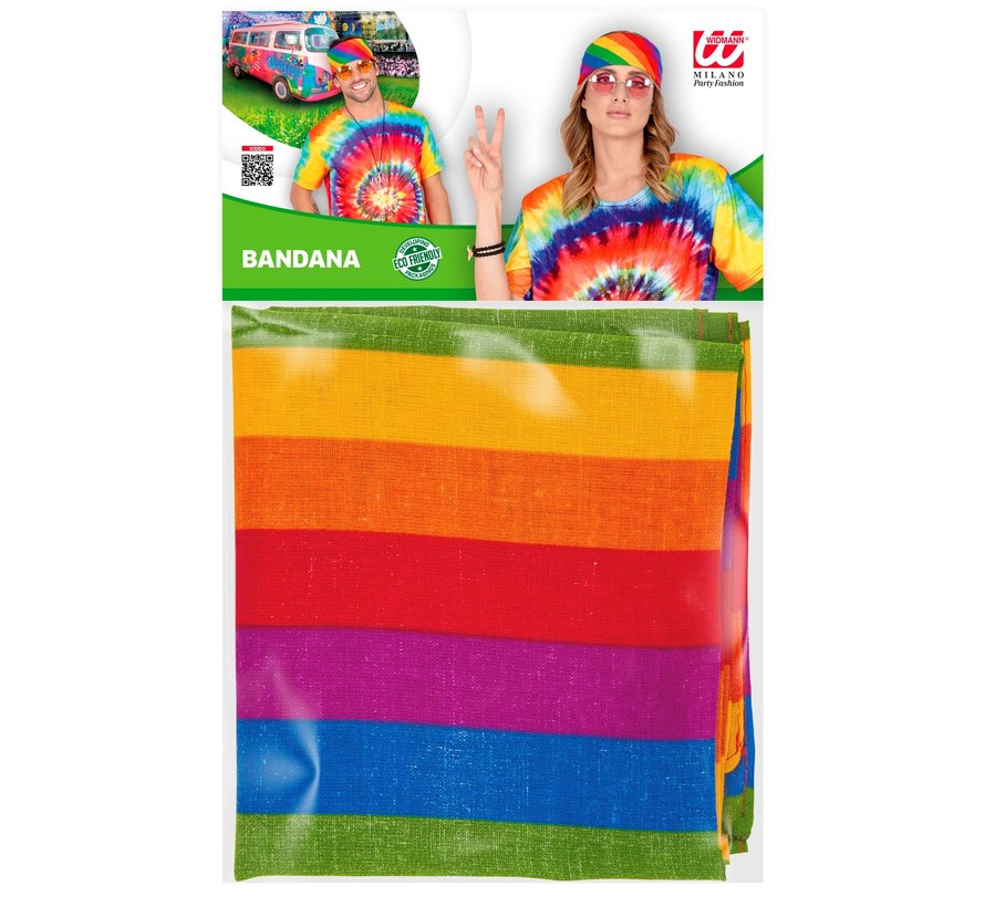 Bandana arc-en-ciel 55x55 cm - 100% coton - pour adulte / unisexe