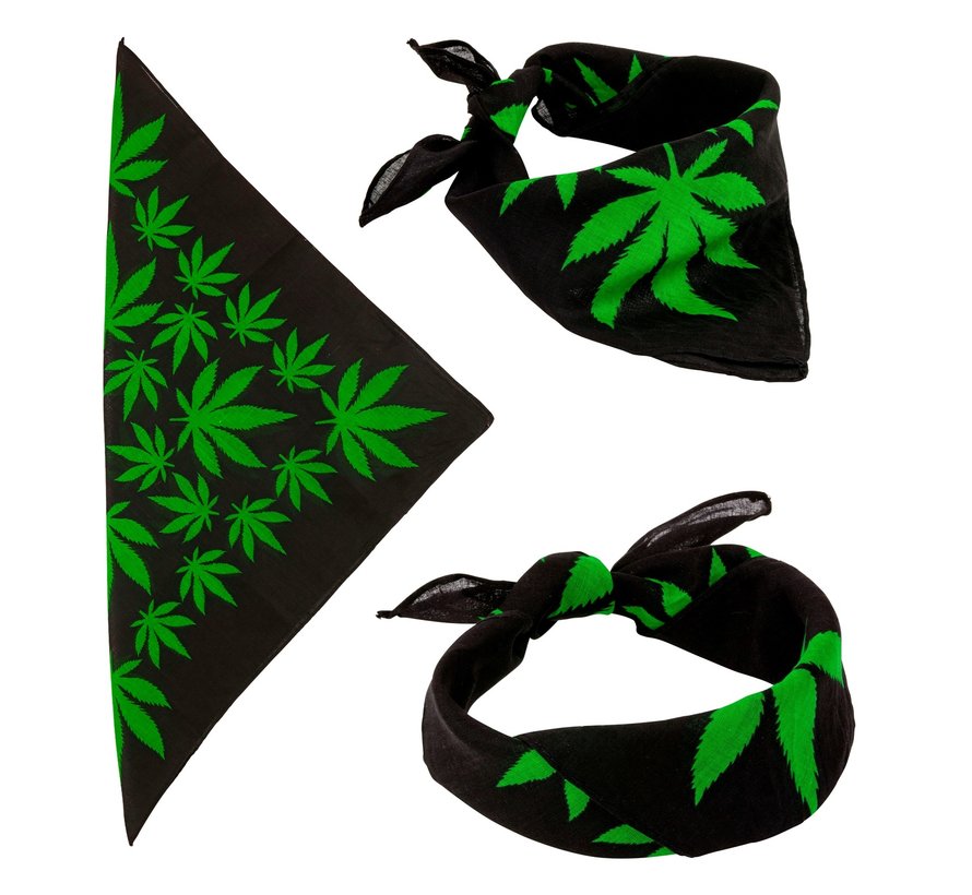 Bandana feuille de cannabis 55x55 cm - 100% coton - pour adulte / unisexe