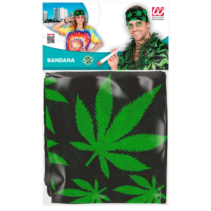 Widmann Bandana feuille de cannabis 55x55 cm - 100% coton - pour adulte / unisexe