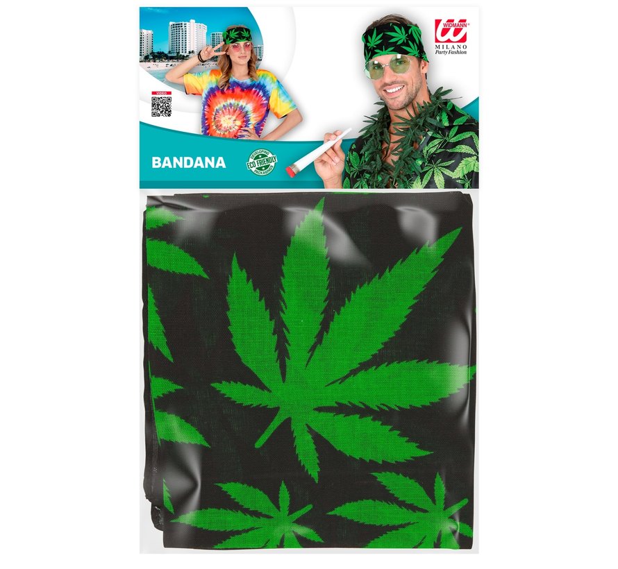 Bandana feuille de cannabis 55x55 cm - 100% coton - pour adulte / unisexe