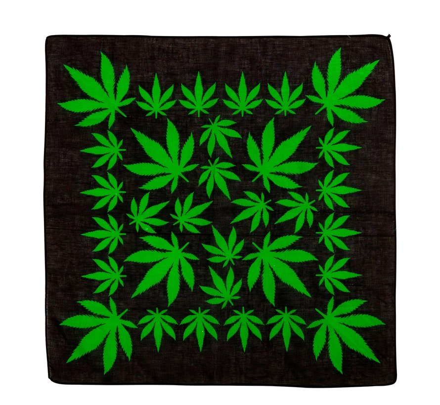 Bandana feuille de cannabis 55x55 cm - 100% coton - pour adulte / unisexe