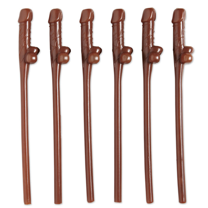 Widmann Pailles pénis - 6 pièces - Pailles réutilisables brunes