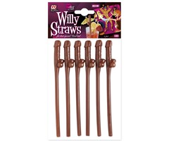 Widmann Penis rietjes - 6 stuks - Bruine herbruikbare rietjes