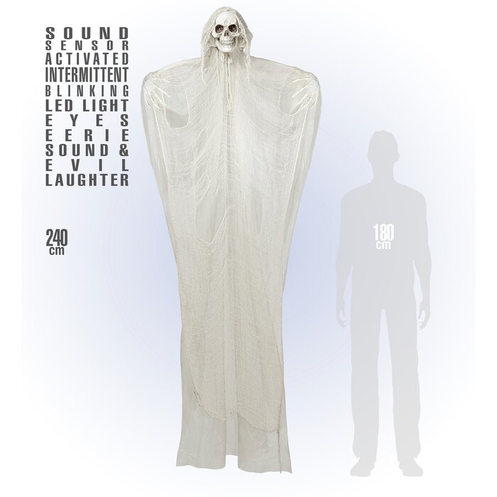 Widmann Halloween decoration Grim Reaper 240 cm with light and sound - Hanging doll sound-activated