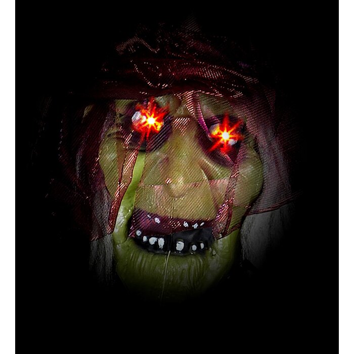 Widmann Halloween decoration witch 170 cm with light,sound and LED ball - Standing doll sound-activated