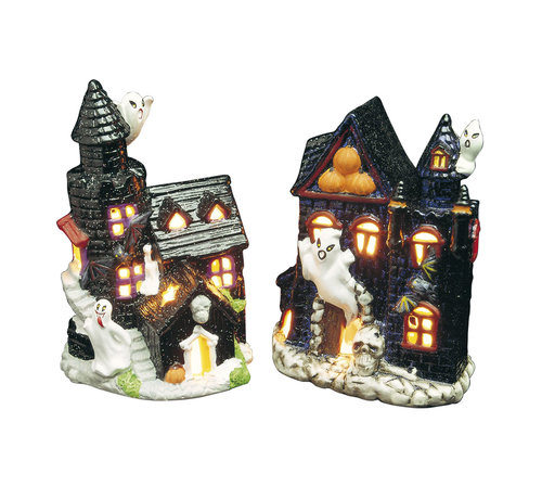 Widmann Décoration Halloween Porte-bougies avec chateaux et fantome - 2 pieces