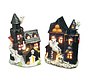 Halloween decoratie spookhuis kaarshouder - 2 stuks