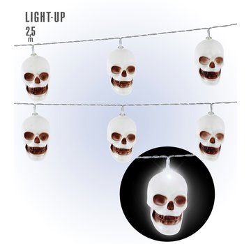 Widmann Halloween decoratie doodshoofd LED lichtketting 250 cm