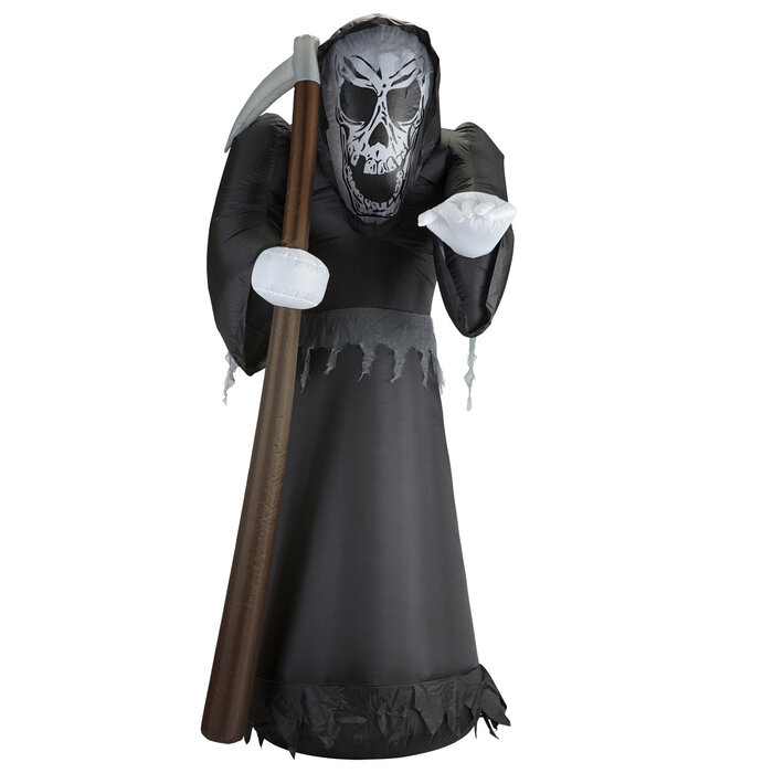 Widmann Halloween opblaasbare decoratie Magere Hein 224 cm met licht- inclusief luchtblazer