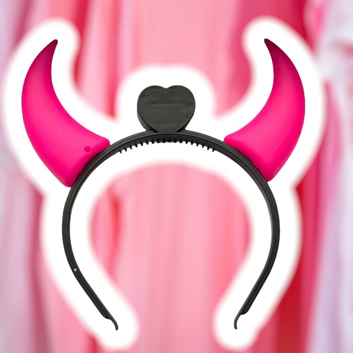 Partyline Lighted pink devil horns Halloween adults - Batteries included - Flashing effect