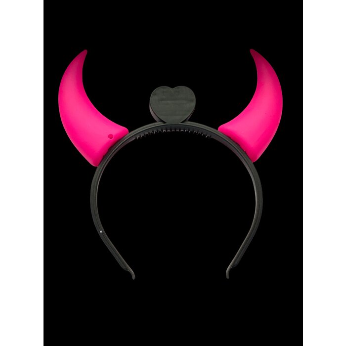 Partyline Lighted pink devil horns Halloween adults - Batteries included - Flashing effect