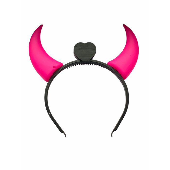 Partyline Lighted pink devil horns Halloween adults - Batteries included - Flashing effect