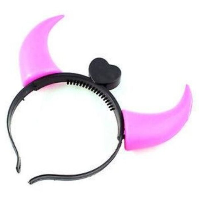Partyline Lighted pink devil horns Halloween adults - Batteries included - Flashing effect