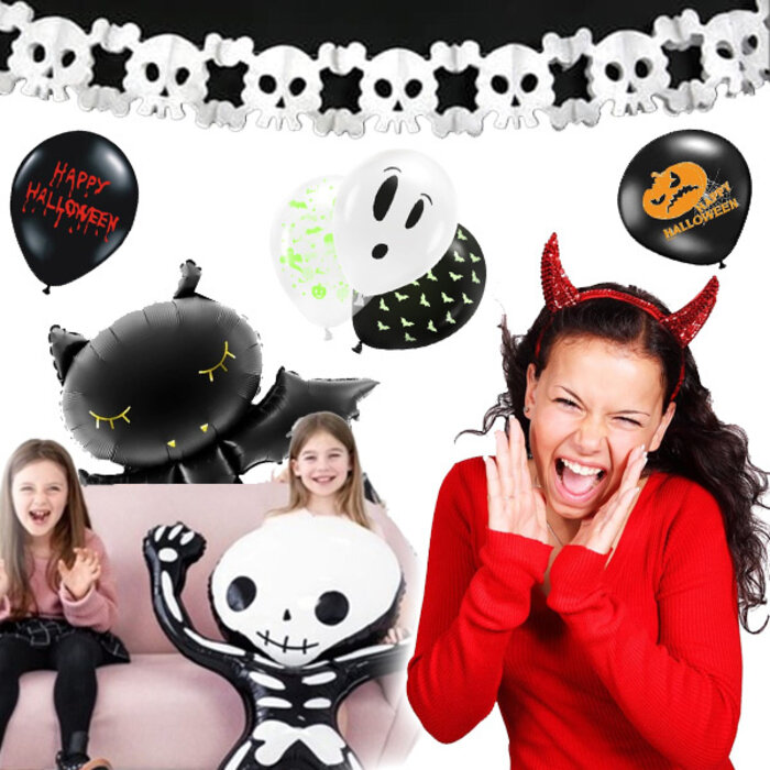 Party Deco 25-piece Halloween decoration package " Party @ Home " - Uv Balloons - Foil balloons - Halloween garland