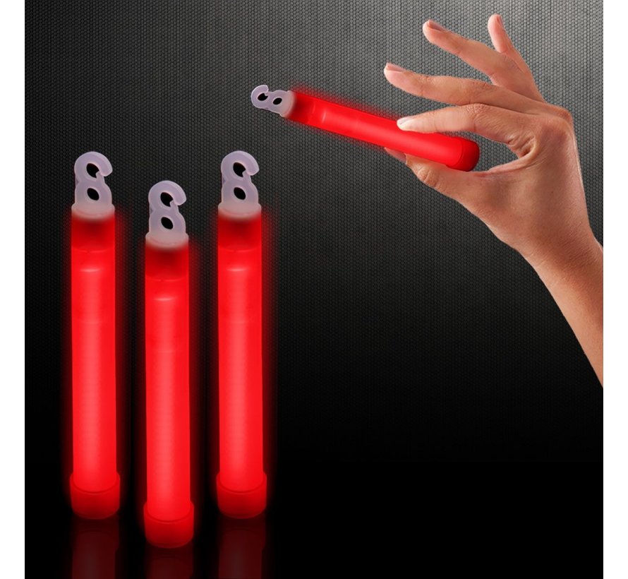 Glow stick red 15 cm - Glow time +/- 6 to 8 hours - Supplied with cord
