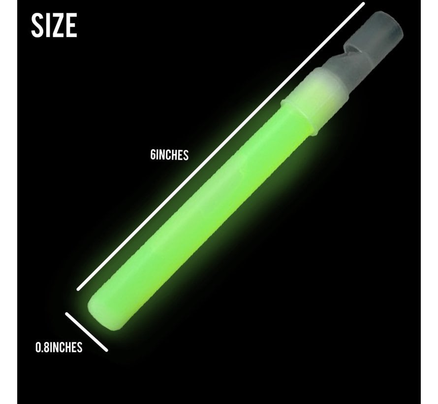 25 green glow sticks with whistle - delivered with cords - glow time 6-8 hours